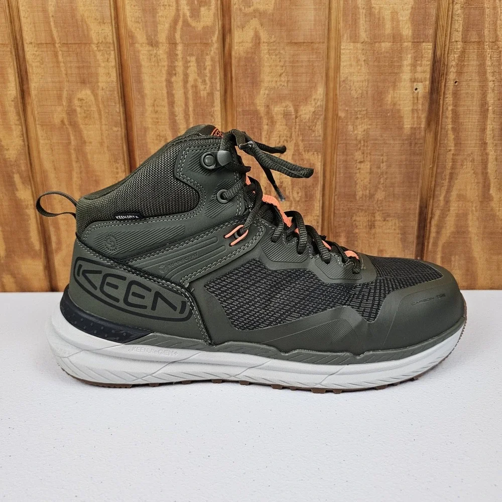 KEEN Utility Synchro Waterproof Work Boot Mens 10.5 EE Carbon-Fiber Toe Green